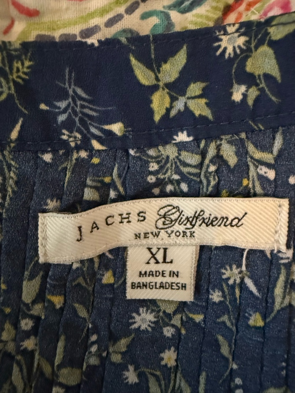 JACHS Girlfriend Floral Peasant Blouse Blue XL - Picture 3 of 5